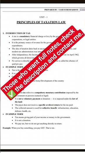 Principles of Taxation Explained | Law Simplified | Complete Taxation Notes for Law Students