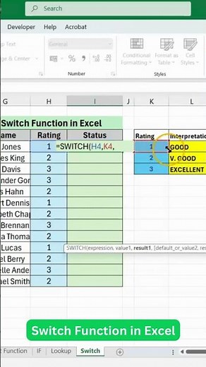 How to use the Switch Function in Excel #excel