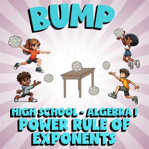 Power Rule of Exponents BUMP Math Game - No Prep Algebra 1 Review Activity