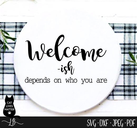 Welcome-ish Digital Cut File Laser Holzschnitt svg pdf jpg dxf Türschild Vorlage - Etsy.de