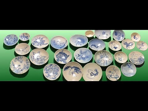 陶芸下絵付け（染め付け）の基本技能と絵付けの練習作品