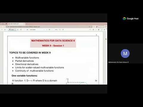 Multivariable Functions (Week 9)