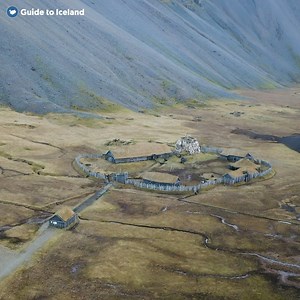32K views · 1.7K reactions | As you travel through the Southeast of Iceland, you’ll be able to stop and check out a film set of a Viking village ⚔️ You’ll find it right by the famous black sand beach by Stokknes and Mount Vestrahorn ⛰️ Remember to stop for hot cocoa at the coffee shop as well before you continue your adventure ☕ | Guide to Iceland | Facebook
