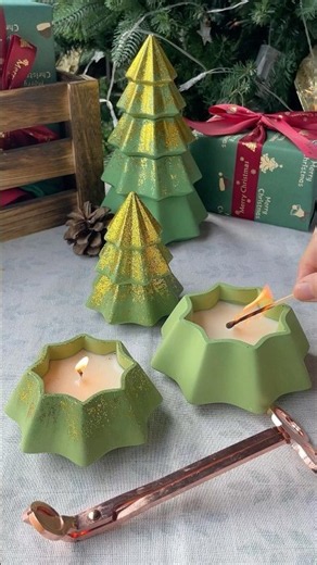 🎄 ✨ Stacking Christmas Tree Candle Jar Mold + High-Sparkle Glitter Kit #boowannicole