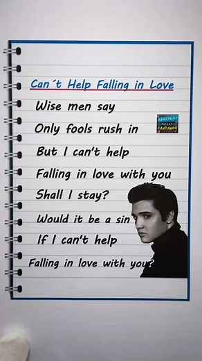 “Aprende Inglés Cantando: Can’t Help Falling in Love - Elvis Presley (Con Letra y Pronunciación)” aprende inglés, inglés con canciones, Can’t Help Falling in Love, Elvis Presley, aprender inglés rápido, inglés fácil, inglés básico, clases de inglés, curso de inglés, aprender inglés desde cero, inglés para principiantes, pronunciación en inglés, inglés conversacional, listening en inglés, inglés intermedio, inglés avanzado, práctica de inglés, aprender inglés cantando, traducción de canciones, ap
