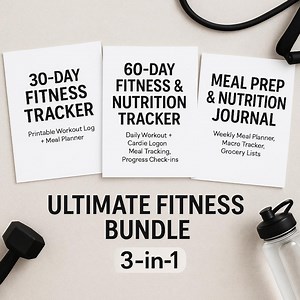 30-Day Fitness Tracker | Printable Workout Log Meal Planner | Instant Download