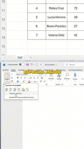 NO copies tablas de Excel a Word así