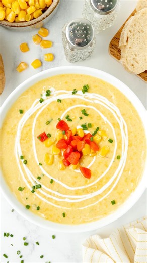 Creamy, cozy, and loaded with all the comfort — this potato corn chowder is the kind of meal that warms you from the inside out. Perfect for slow nights, good company, and an extra slice of crusty bread. Comment “CHOWDER” for recipe! Ingredients 2 tablespoons unsalted butter 1/2 cup carrot , chopped 1/2 cup celery , chopped 1/2 cup white onion , chopped 1 medium Russet potato , peeled and chopped 2 cups chicken stock 1 bay leaf 2 1/2 cups frozen corn , divided 1 cup heavy cream 2 tablespoons cor