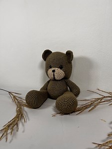 Crocheted Teddy Bear Gray Handmade Made in Germany Baby Cuddly Toy Gift Birthday - Etsy Australia