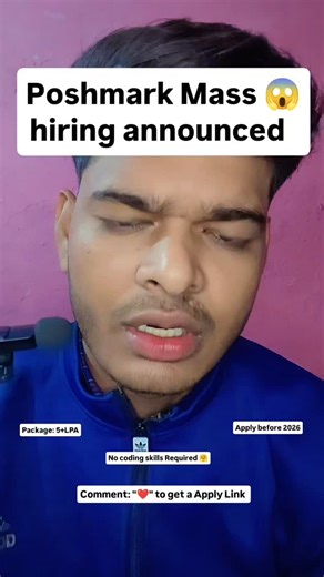 SYNTAX_ERROR • Abhishek • Freelancer on Instagram: "Poshmark Mass Hiring Announced 😱 Comment: "any Emoji" to get a apply link #hiring2026 #HiringAlert #syntaxerrorbyabhishek"