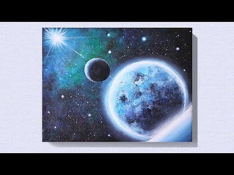 EASY MOON ACRYLIC PAINTING TUTORIAL FOR BEGINNERS | EASY GALAXY PAINTING IDEA FOR BEGINNERS #40