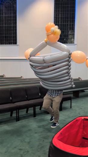 Goliath was big and scary, but the kids remembered where their strength comes from! @zoarbaptist #balloons #goliath #notafraid | Inflatable Stories