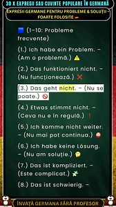 🔥 30 x Expresii germane pentru PROBLEME & SOLUȚII – foarte folosite 🇩🇪. Expresii esențiale pentru muncă, viața de zi cu zi și situații neprevăzute. Perfecte pentru A1–B1. #ExpresiiGermană #DeutschLernen #GermanăUșor #ConversațieGermană #VocabularGermană | Învață Germană fără Profesor
