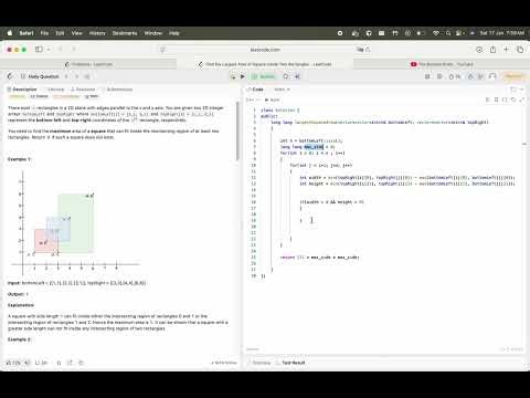 LeetCode Daily Challenge | Largest Square Inside Two Rectangles (3047) | Geometry + Brute Force |C++