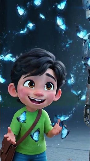 Sad Kid Gets Magic Butterfly 🦋🤖 | Emotional Kids Cartoon #shortsfeed