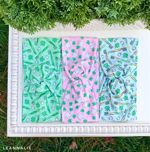 St Patrick's Day Dental Headband, Clover, Tooth Print, Dentist, RDA, Hygienist, Clovers, Green, Lucky - Etsy