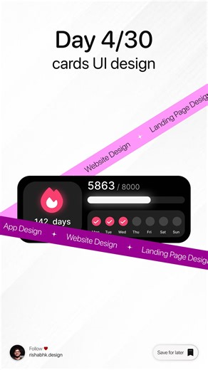 Rishabh | Product Designer on Instagram: "Day 4 of Cards UI Design, Today i designed a card showing Streaks Follow me and Comment “Figma” to get the resource file in your DM. (ui design, ux design, app design, website design, web design, ui/ux, userinterface) #ui #ux #appdesign #webdesign #websitedesign ui/ux uidesign uxdesign"