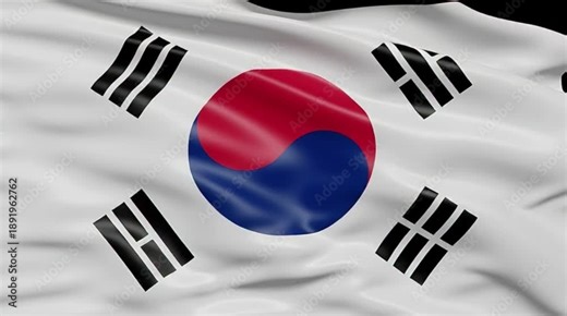 South Korea National Flag, Cultural Symbol, Motion Graphics, Digital Art, Vibrant Colors, Close-Up View, National Identity