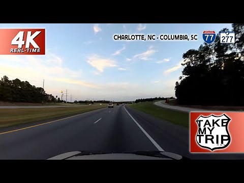 Charlotte, North Carolina to Columbia, South Carolina on Interstate 77, 4K Drive