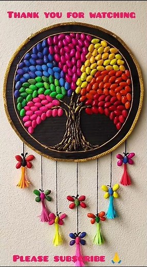 Rainbow tree craft ideas/ Pista Shell Crafts/Wall Hanging Craft Ideas With Pista Shells #diy #shorts