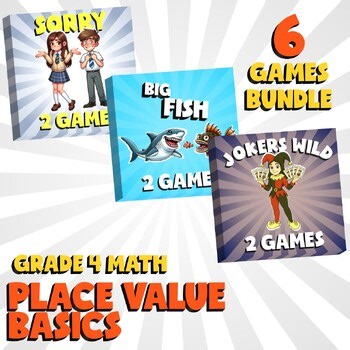 6 No Prep Math Games Bundle C - Place Value Basics - Grade 4 Review Activity