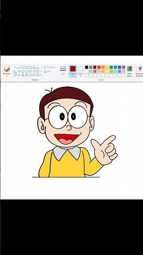 How to draw Nobita in Ms Paint. #shorts #mspaintdrawing #computerdrawing #nobitadrawing