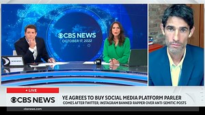 The rapper formerly known as Kanye West announced he has agreed to buy the conservative-friendly social media site Parler. CBS News' Lilia Luciano and Tony Dokoupil speak with Nick Thompson, CEO of The Atlantic, about how this could impact the platform and the fallout from the artist's recent antisemitic posts. | CBS News