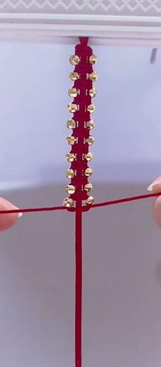 Easy DIY Red String Bracelet with Gold Beads Tutorial for Beginners
