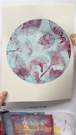 Autumn leaves and sounds of gel printing #gelpress #Monoprint #creativeprocess #gelplateprinting | Nadya Borisevich art