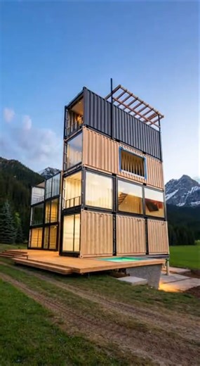 I built a countryside dream home using ONLY shipping containers #viral #shorts #reels #construction
