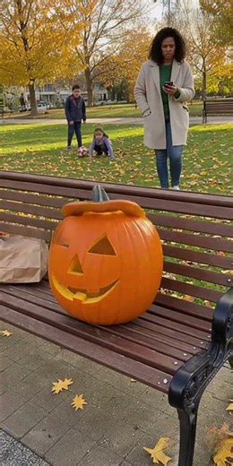 Pumpkin EXPLODES Into Confetti! 🎃💥 Park Panic in Slow Motion | AI Spectrix #shortvideo #shorts #ai