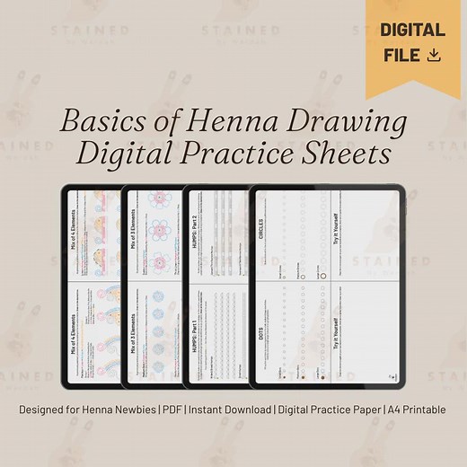 Henna Drawing Workbook for Beginners | Digital Practice Sheets | A4 Printable Mehndi Guide | Learn Henna Basics - Etsy
