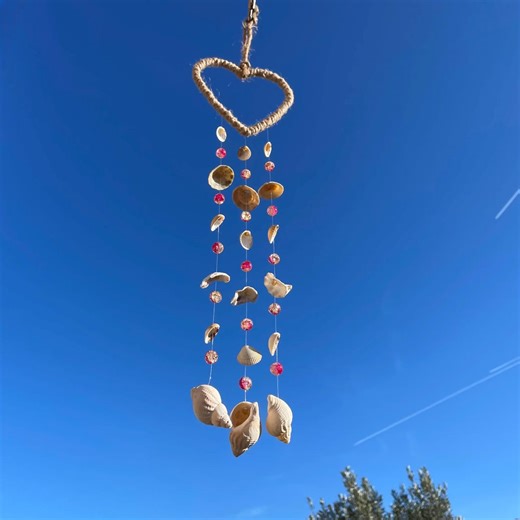 Sea Shell Wind Chime Mobile Rustic Beach Decor Love Heart - Etsy