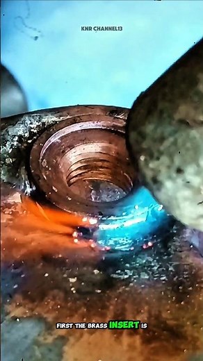 Installing a Brass Threaded Insert#shorts #satisfying #technique #mechanic #welding #working