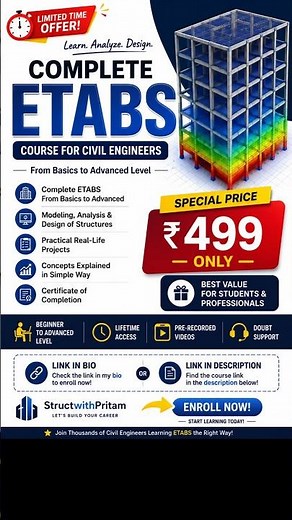 Complete ETABS Course for Civil Engineers | From Zero to Hero | Only ₹499