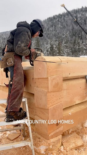 Lake Country Log Homes - LCLH on Instagram: "Progress so far on a Handcrafted Douglas Fir Dovetail Chinked Style Log Home we are building at our log yard in Sicamous, British Columbia and when we are finished will tag each log and load the logs one by one onto transport trailers and delivering to the home owners build site where it will be reassembled. #loghome #dovetail #handcrafted #handhewn #mountainhome #woodwork @hrpacific"