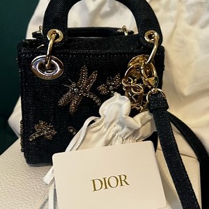 Dior Black and Gold Mini Bag with Dragonfly Embellishments