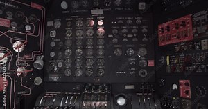Interior control panels of a Martin Mars, water bomber modified to fight wildfires. The Martin JRM Mars is a large, four-engined cargo transport flying boat.