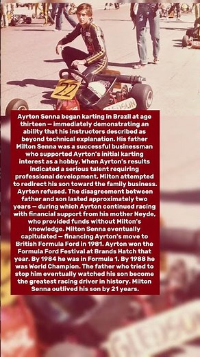 Ayrton Senna Won His First Kart Race at Age 13. His Father Tried to Stop Him Racing Forever