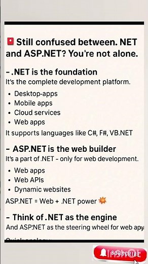 .NET vs ASP.NET The Differences Explained #coding #trending #shorts