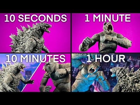 SPEED CHALLENGE: Godzilla x Kong Stop Motion (10 Seconds, 1 Minute, 10 Minutes, 1 Hour)