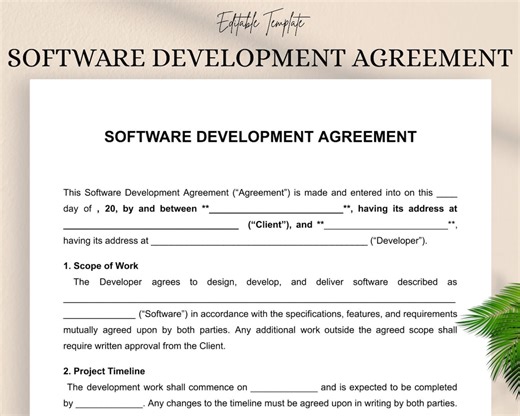 Software Development Agreement Template (PDF & DOC) - Etsy Australia