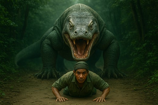 DRAGÓN DE KOMODO DEVORA HUMANO 🐉⚠️ En la isla de Komodo, los ataques de dragones a humanos pueden ser mortales ⚠️. Estos depredadores acechan en silencio 🐉 y atacan con una fuerza brutal cuando su presa baja la guardia. Una sola mordida puede acabar con una vida. No solo desgarran la piel… su saliva está cargada de bacterias, veneno y toxinas que envenenan lentamente a sus víctimas 💀. Aquí no estás en la cima de la cadena alimenticia… eres parte de ella 🌍. #KomodoIsland #VidaSalvaje #Peligro