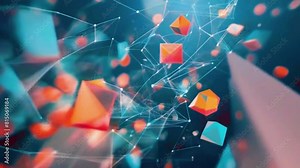 Moving geometric shapes and patterns with a techy feel, 4K Technological Video Background Animation Stock Video