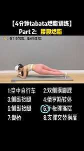 23K views · 659 reactions | 针对腰腹的 #tabata 4分钟减脂来啦！谁练谁知道！ #健身 #减脂 | 健身日記 | Facebook