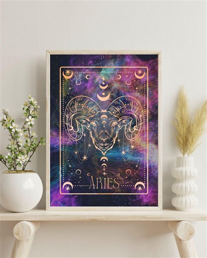 Aries Zodiac Instant Download Wall Art, Tarot Card Style Artwork (8 X 10) - Etsy