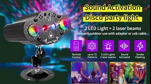 Party Disco Stage Projector Light：LED Multiple Patterns Sound Activated Strobe Lighting with Remote Control for for All Kinds of Parties, Birthday, Christmas, Karaoke, Weddings, Home Decoration