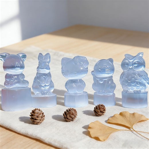 Selenite Carved Assorted Figurines (koala/rabbit/hellokitty/lucky Cat/owl/cat) - Etsy