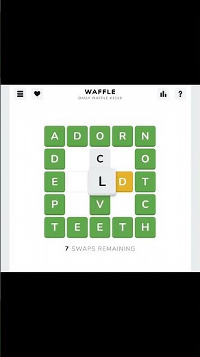 Waffle #1568: Perfect Score in 10 Swaps (May 8)