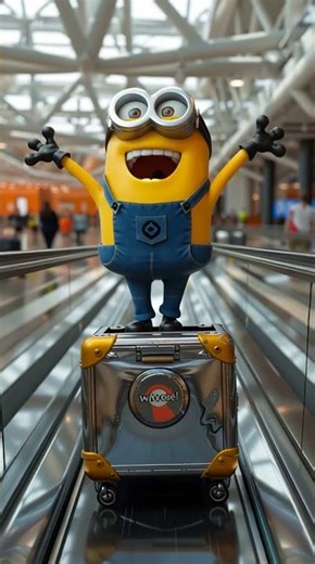 Minion Turns a Suitcase into a Ride 😂🧳#funnyshorts